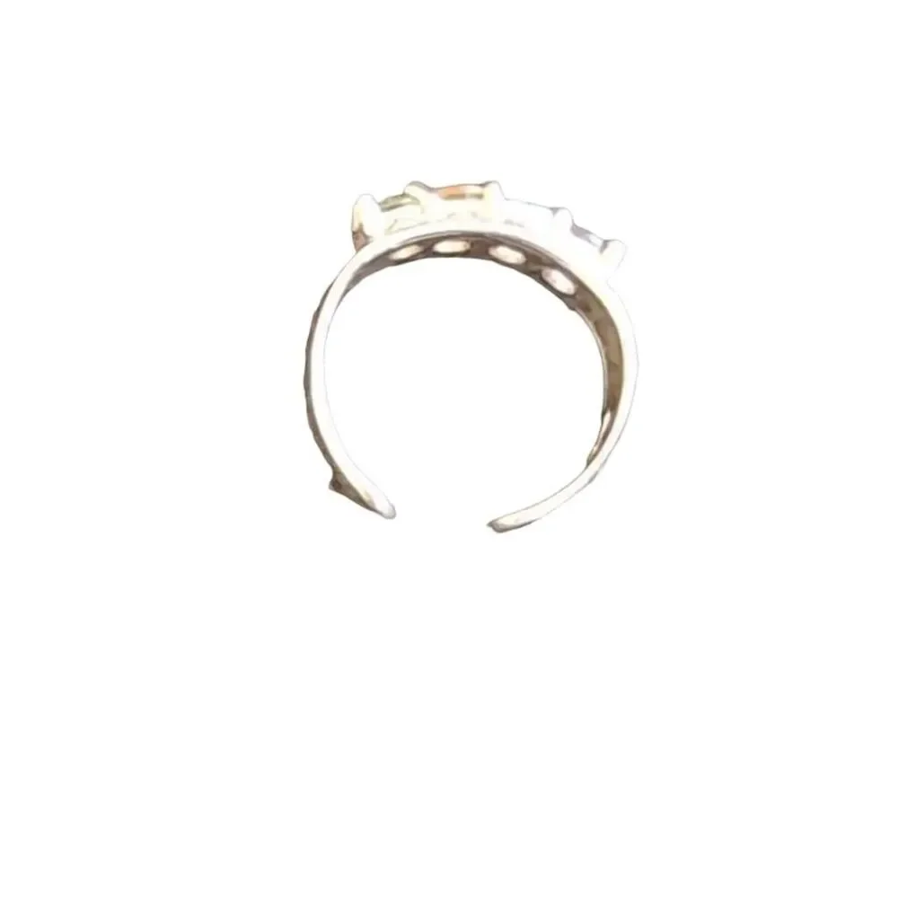 Vintage Sterling Silver Adjustable Rainbow Gemstone Ring Women's Jewelry